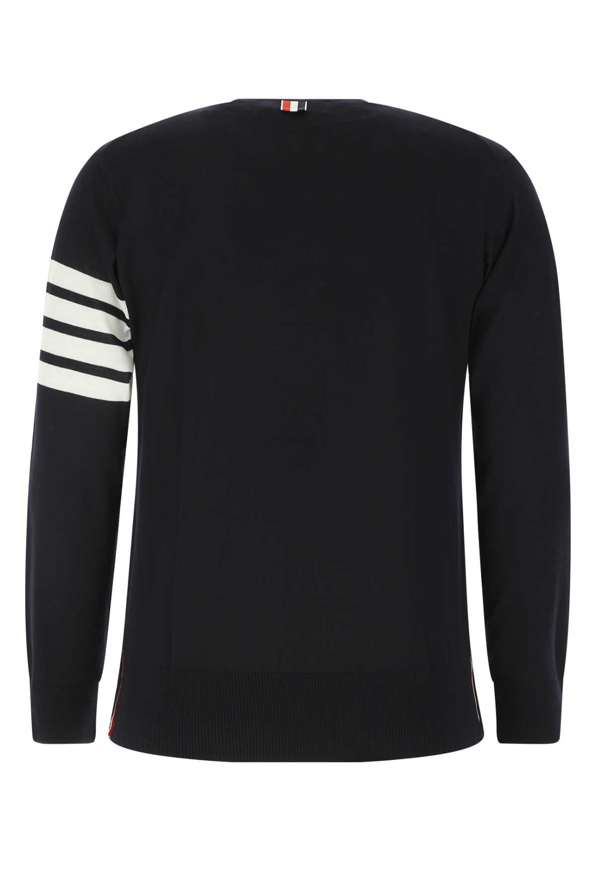 THOM BROWNE Midnight Blue Merino Wool Sweater for Men