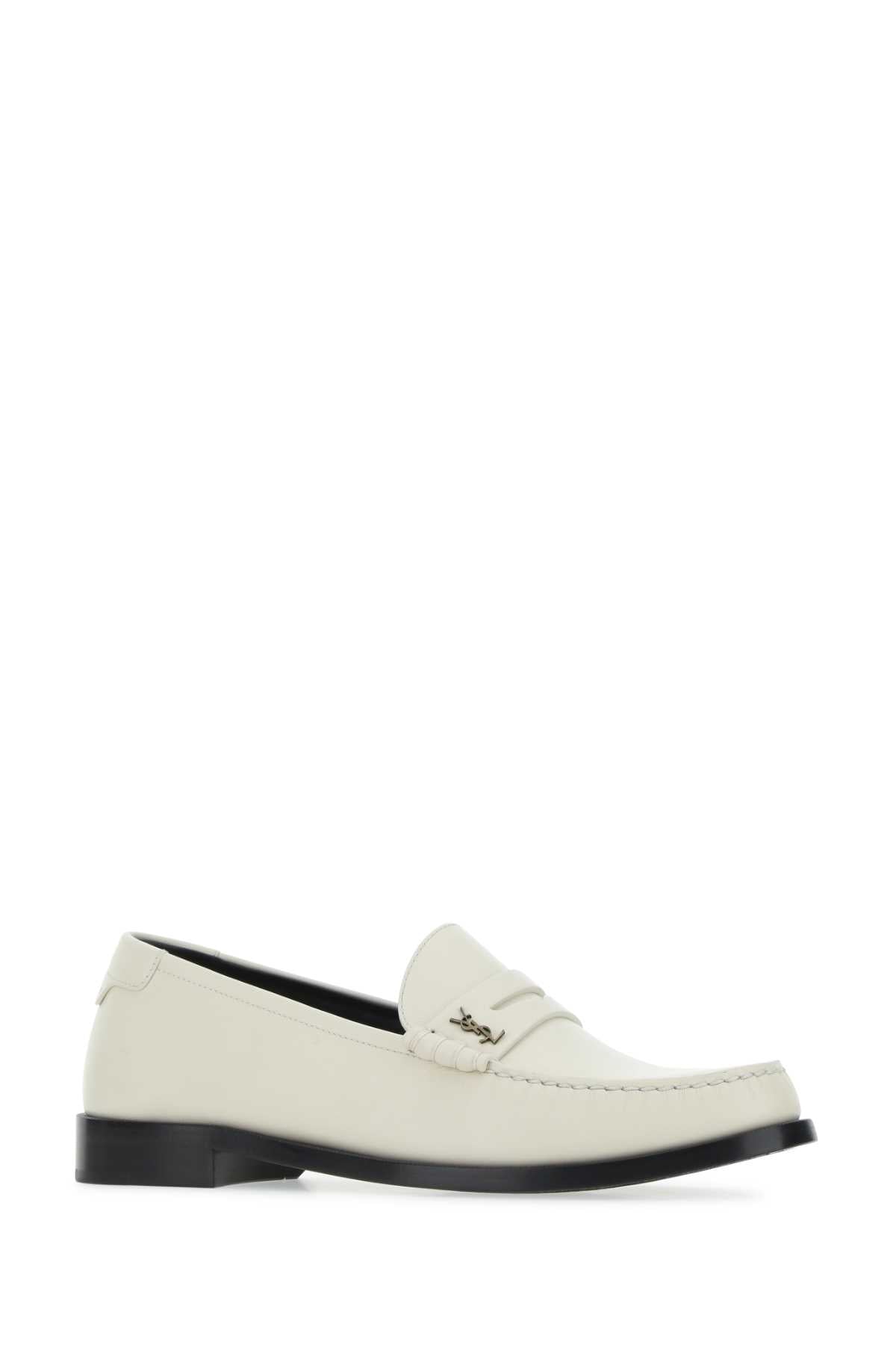 SAINT LAURENT Chalk Leather Monogram Loafers for Men