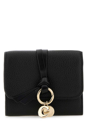 CHLOE Elegant Black Leather Mini Alphabet Wallet