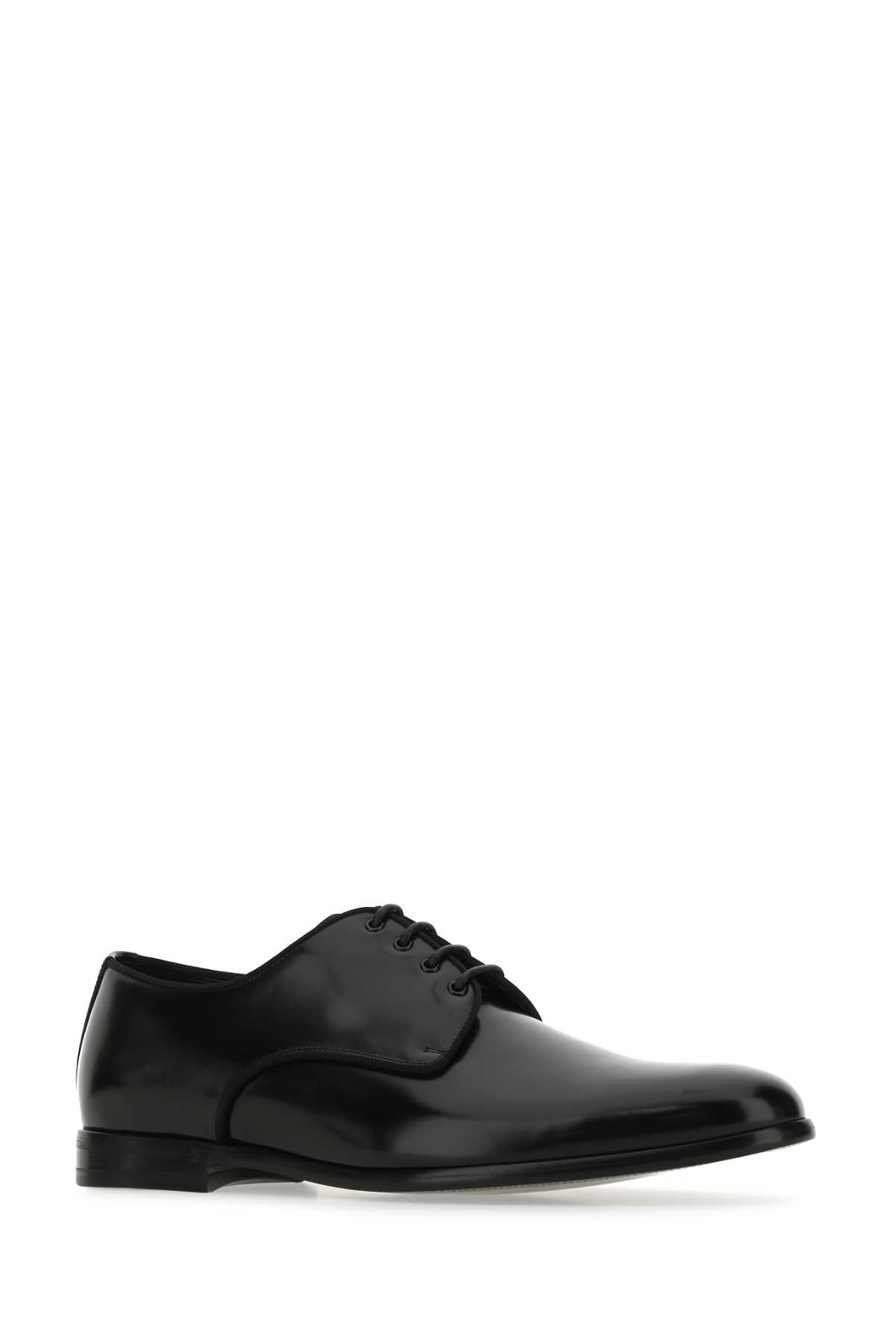 DOLCE & GABBANA Classic Black Leather Lace-Up Shoes for Men