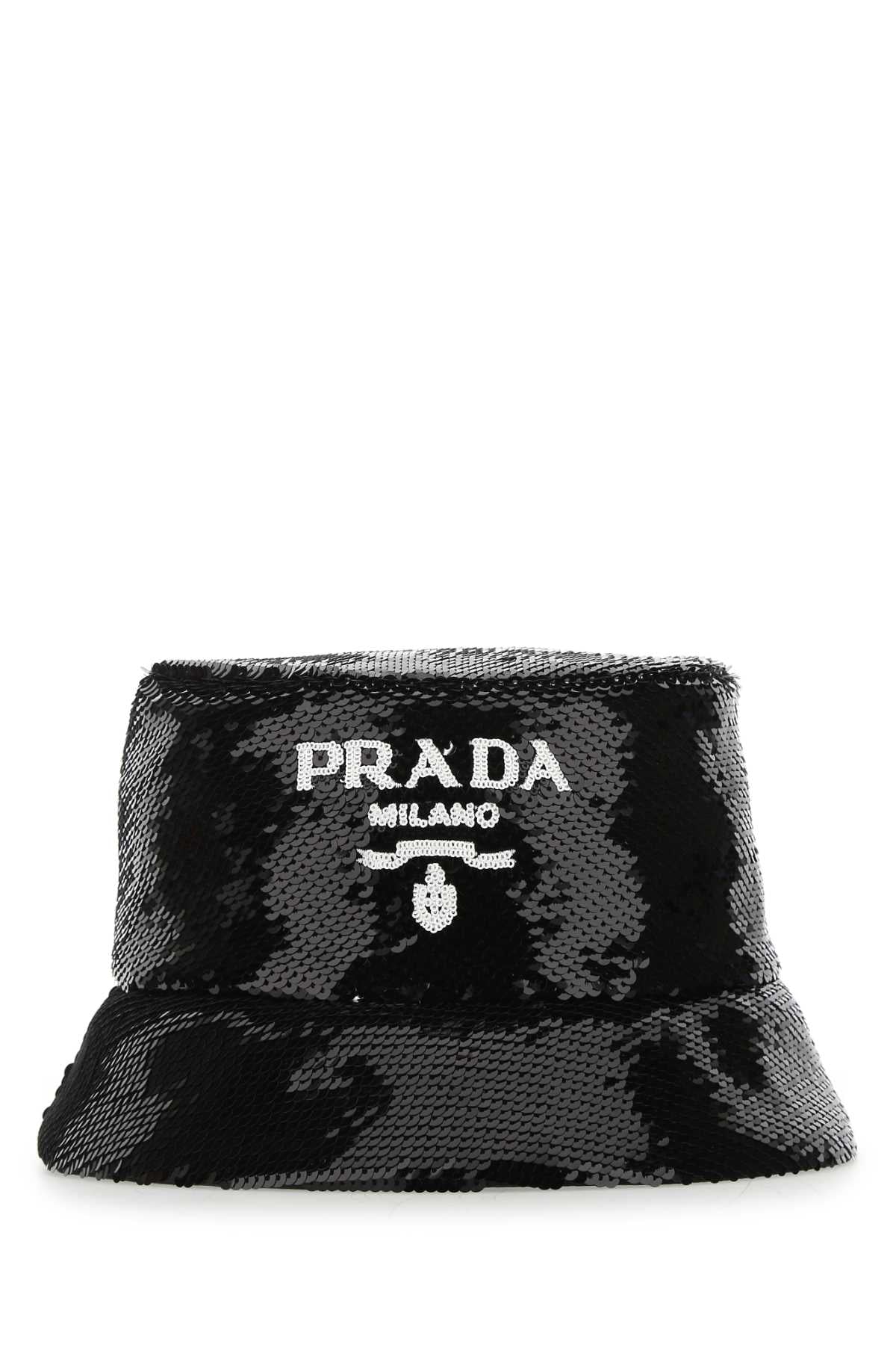 PRADA Black Sequined Bucket Hat