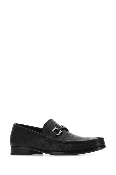 SALVATORE FERRAGAMO Classic Black Leather Grandioso Loafers for Men