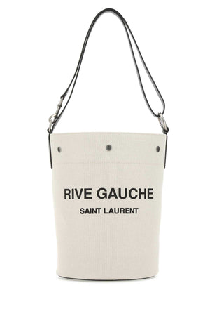 SAINT LAURENT Ivory Canvas Rive Gauche Bucket Handbag - 22cm x 29cm x 22cm