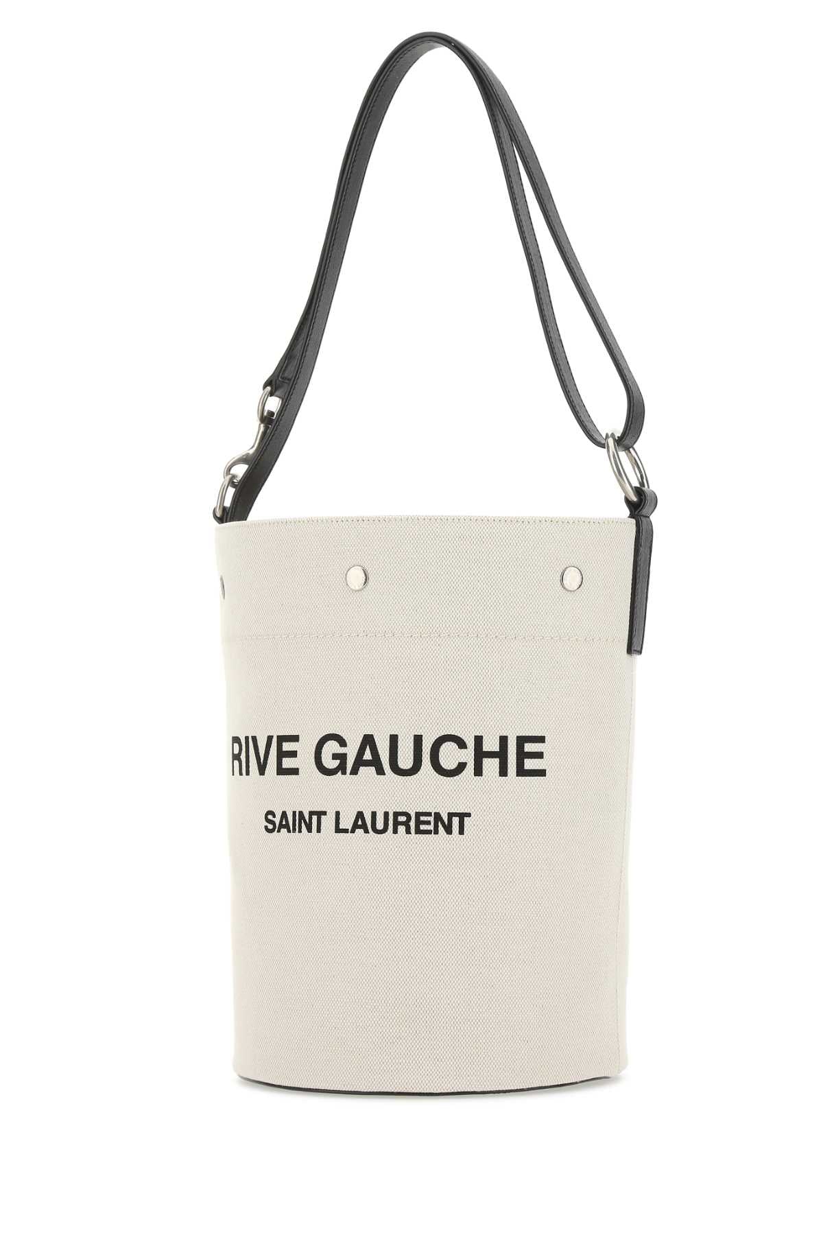 SAINT LAURENT Ivory Canvas Rive Gauche Bucket Handbag - 22cm x 29cm x 22cm