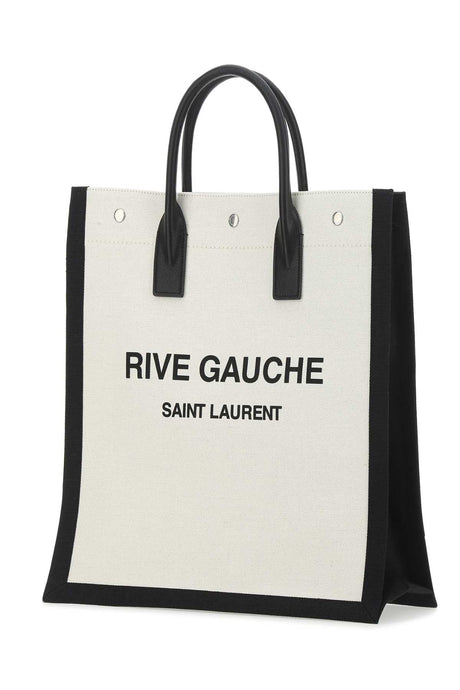 SAINT LAURENT Two-tone Canvas Rive Gauche Shopping Handbag - 38cm x 39cm x 17cm