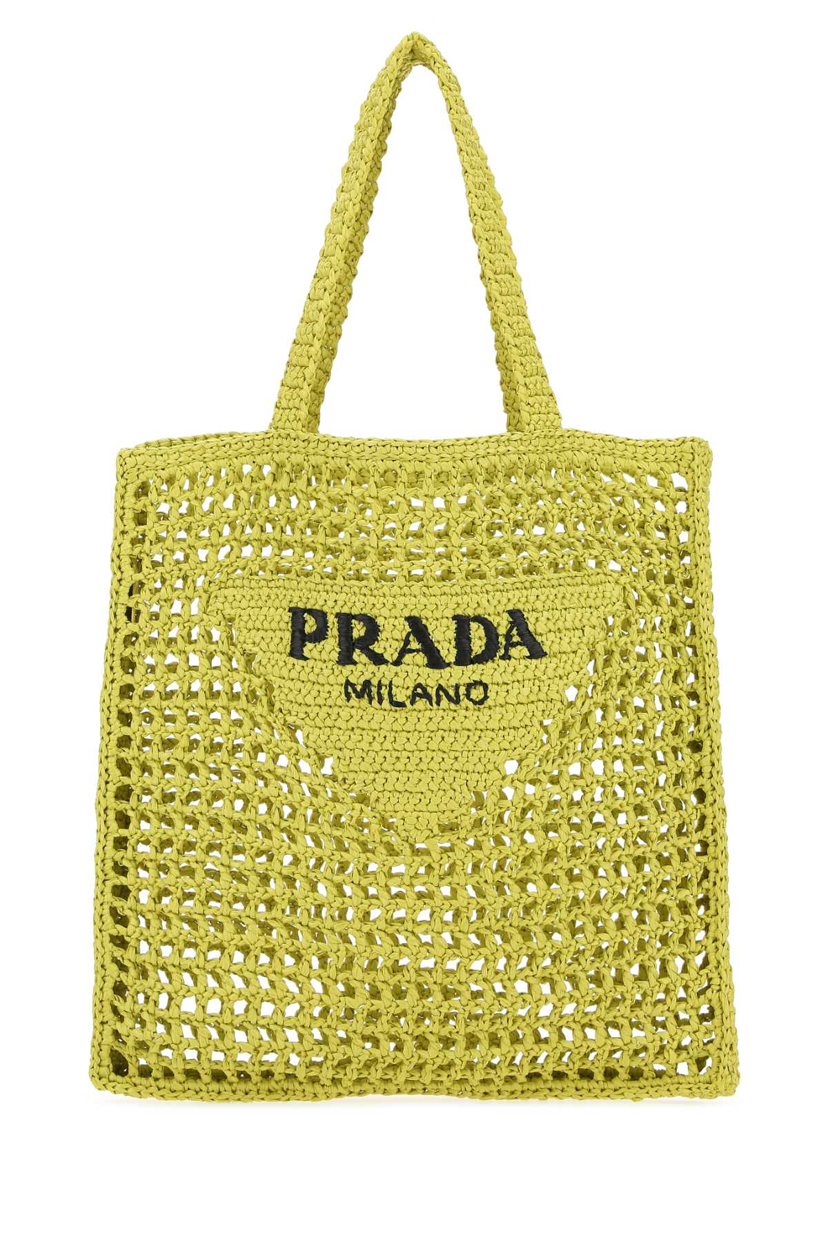 PRADA Chic Acid Green Raffia Shopping Handbag - 36 cm x 38 cm