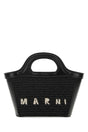 MARNI Mini Black Leather and Straw Micro Tropicalia Summer Handbag