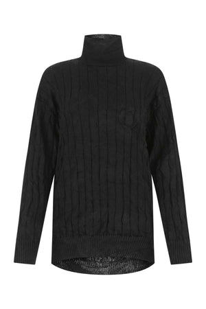 BALENCIAGA Oversized Black Silk Blend Sweater for Women