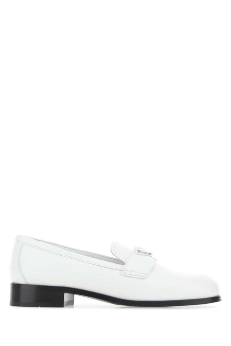 PRADA Elevated White Leather Loafers for Women