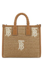 BURBERRY Chic Two-Tone Raffia and Leather Mini Handbag