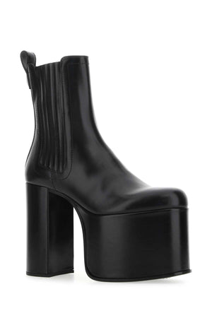 VALENTINO GARAVANI Chic Black Leather Ankle Boots with High Heel & Platform