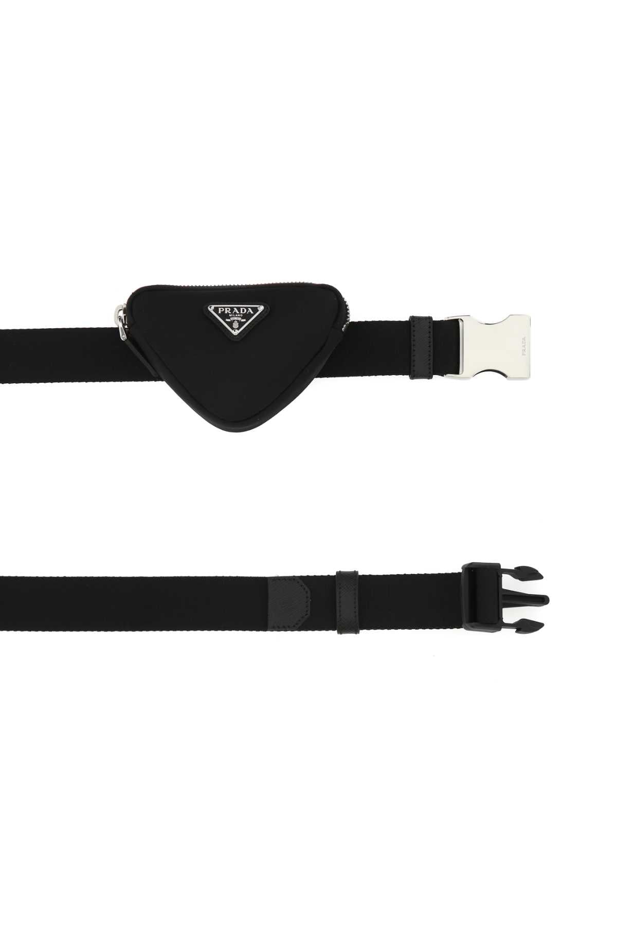 PRADA Nylon Belt with Silver Finishing for Men