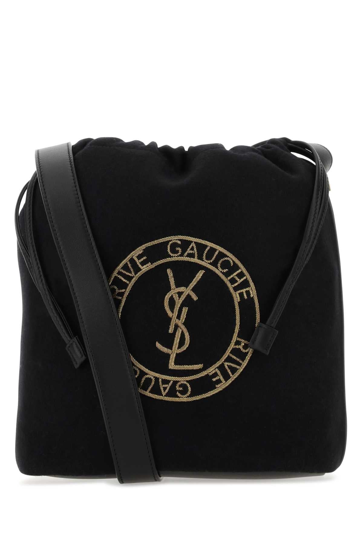 SAINT LAURENT Classic Black Felt Bucket Handbag - 21x23x14 cm