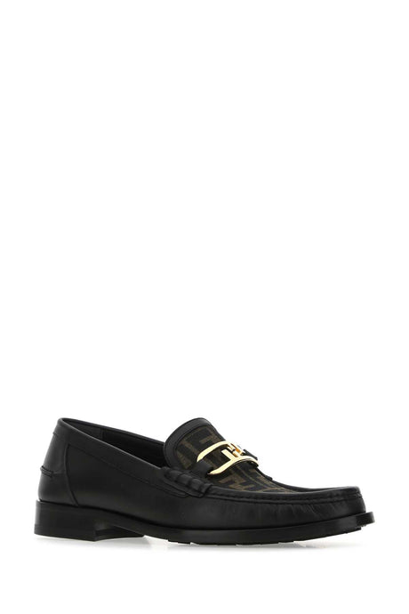 FENDI Stylish Multicolor Leather and Fabric Loafers