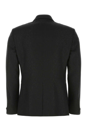 VERSACE Sophisticated Black Wool Blend Blazer for Men