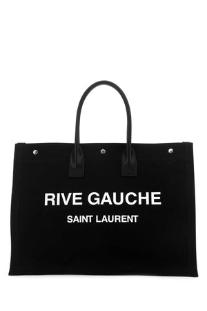 SAINT LAURENT Chic Black Canvas Rive Gauche Shopping Handbag - 48 cm x 36 cm x 11 cm