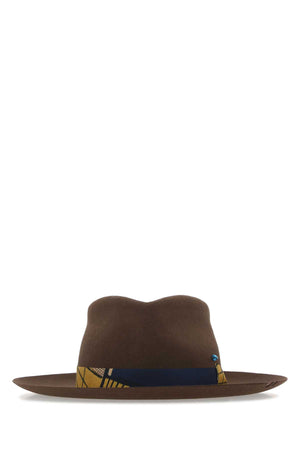 SUPERDUPER Brown Felt Bougainvillea Hat for Men