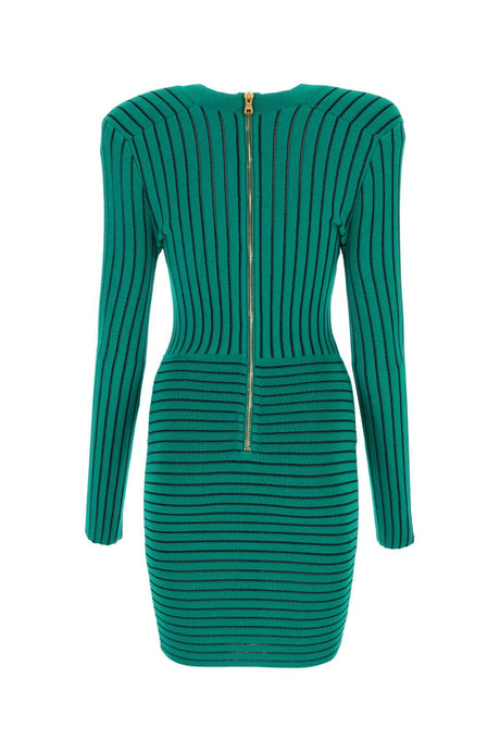 BALMAIN Chic Embroidered Striped Mini Dress