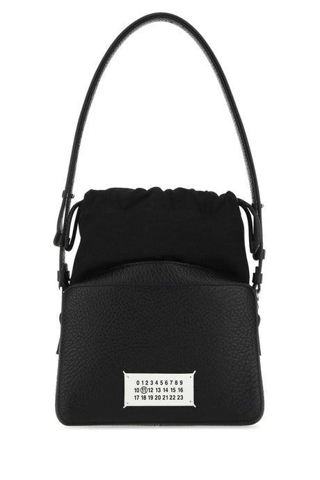 MAISON MARGIELA Mini Black Leather and Fabric 5AC Bucket Handbag