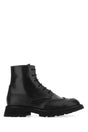 ALEXANDER MCQUEEN Punk Worker Black Leather Ankle Boots