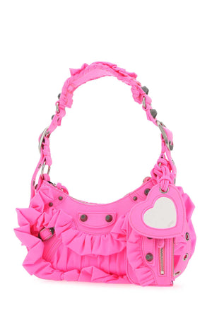 BALENCIAGA Mini Fluo Pink Fabric Shoulder Handbag