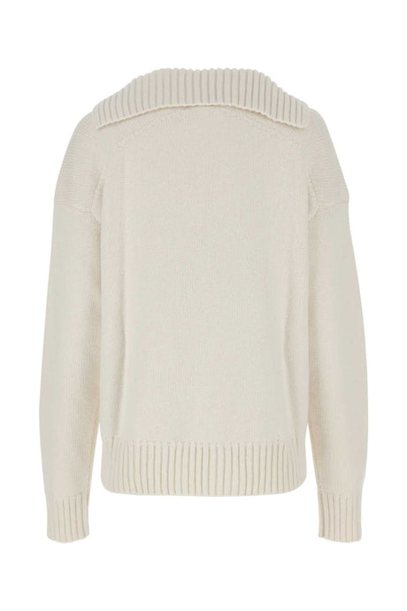 JIL SANDER Ivory Cashmere Blend Oversized Sweater