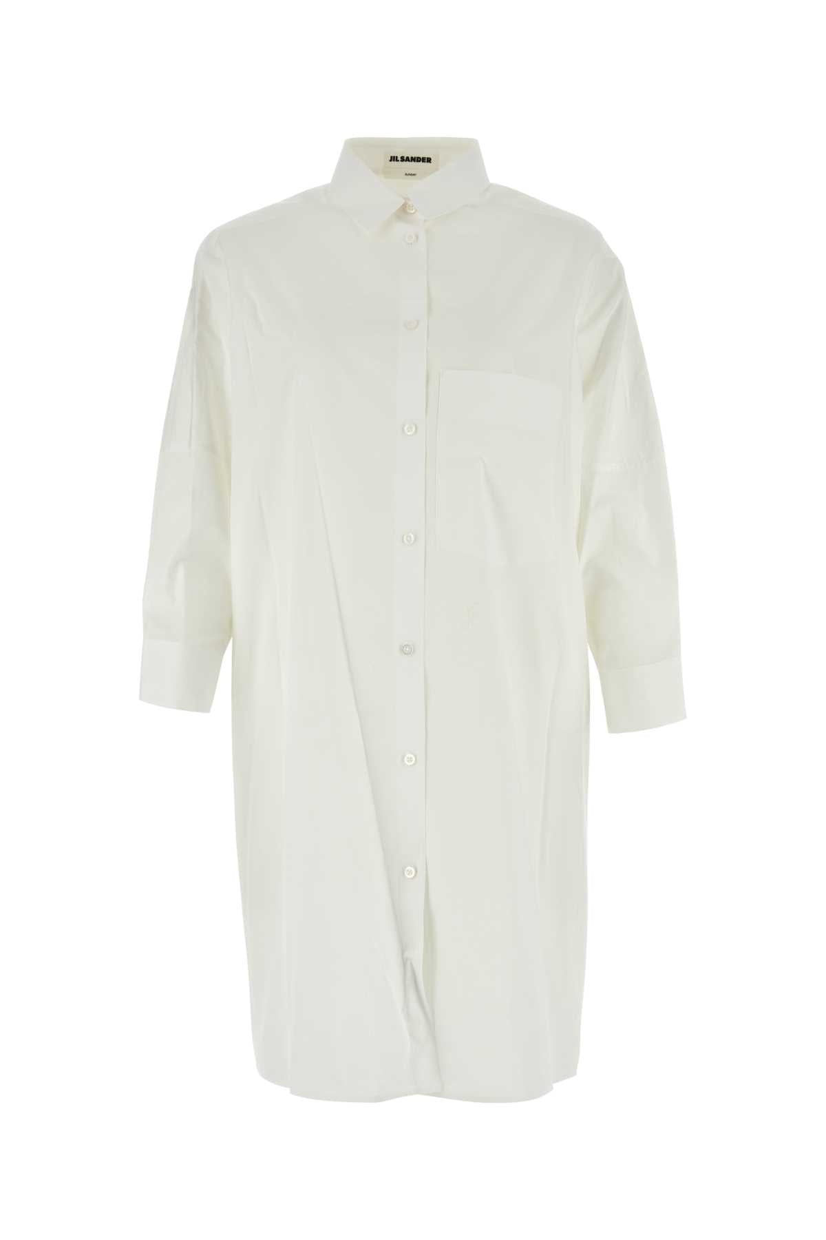 JIL SANDER Chic White Poplin Shirt Dress