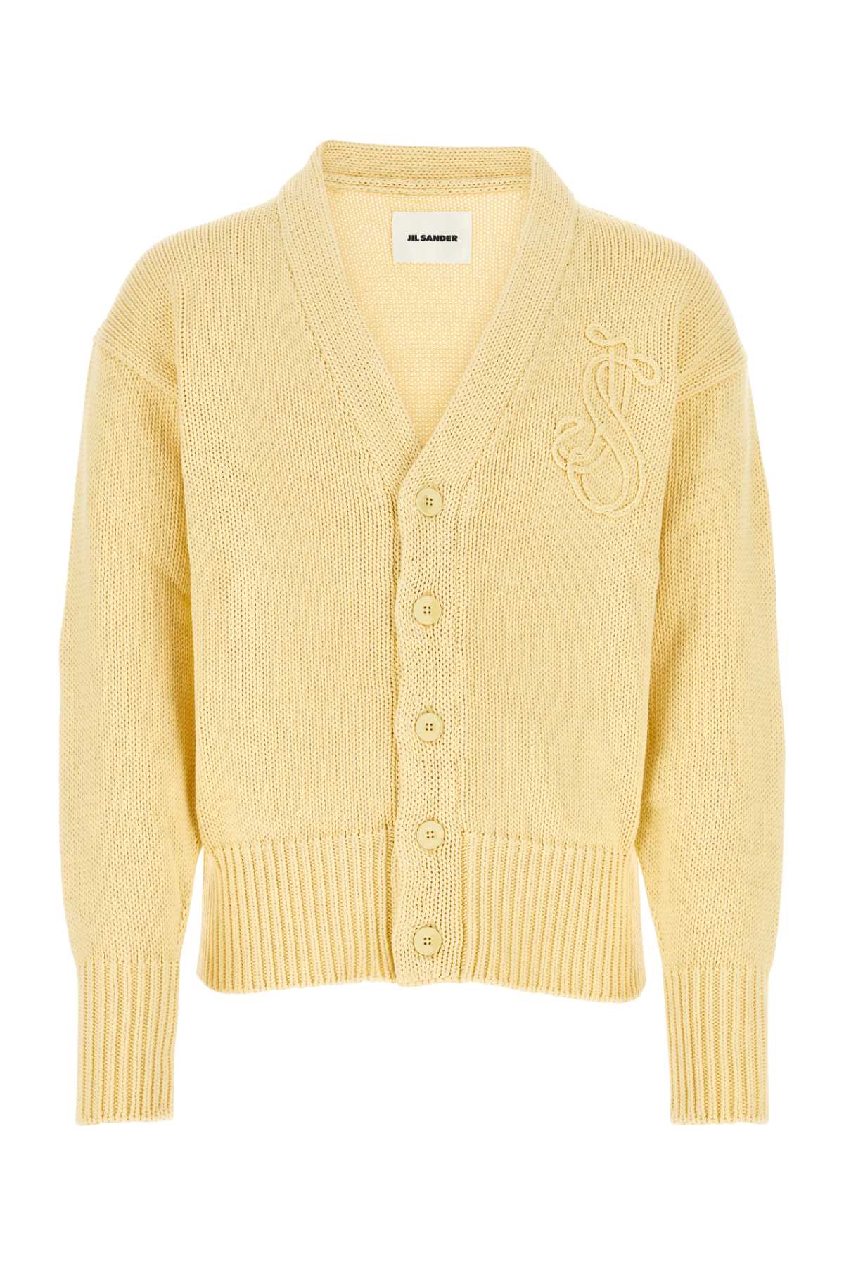 JIL SANDER Pastel Yellow Knit Cardigan for Men