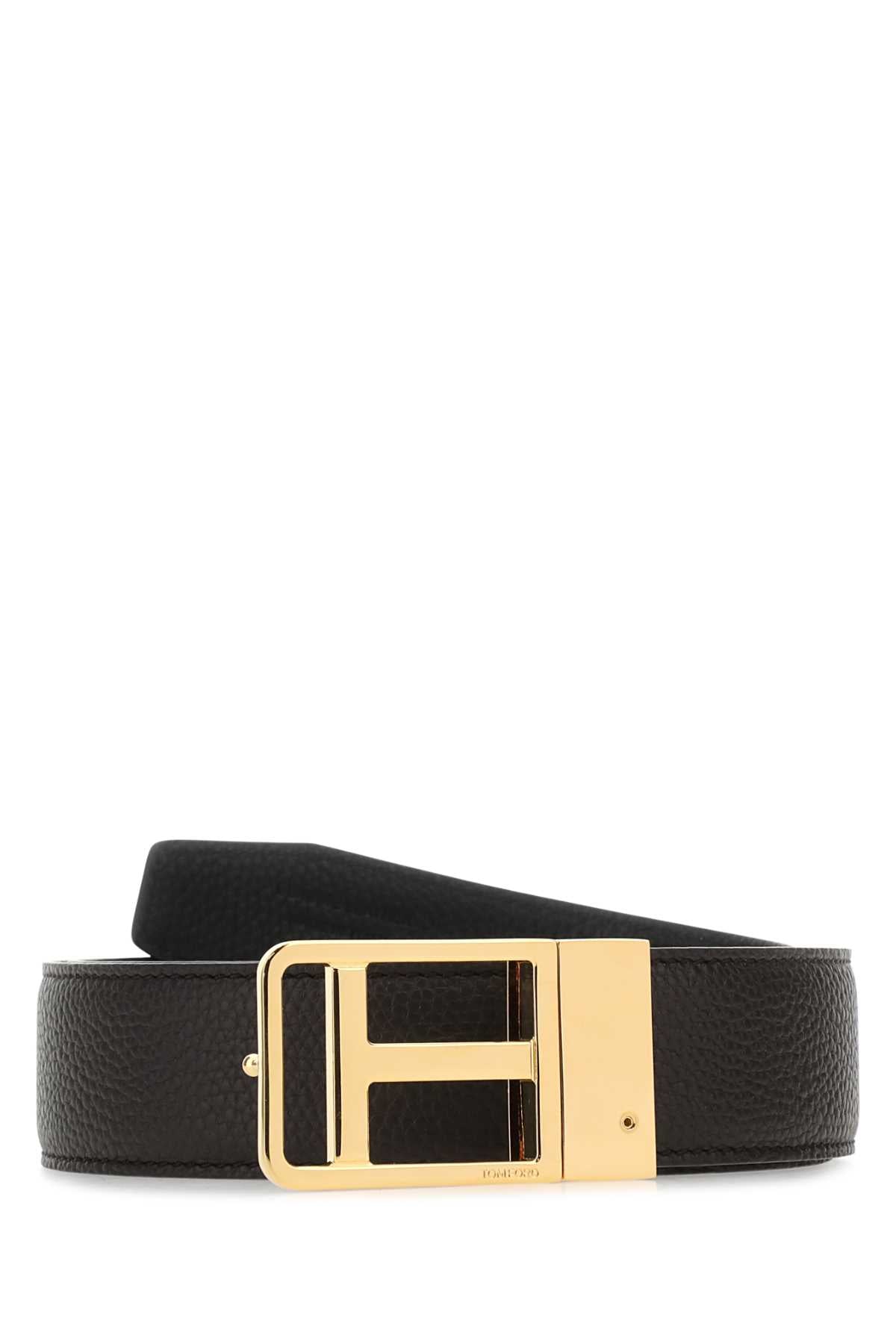 TOM FORD Elegant Black Leather Belt - 3.5 cm Width