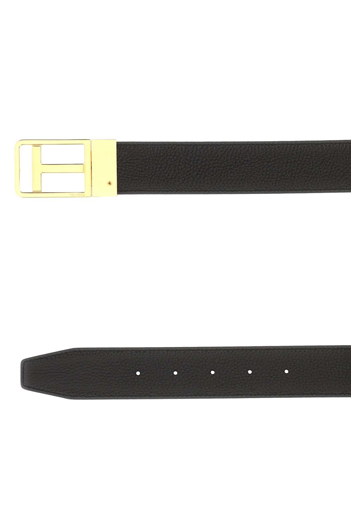 TOM FORD Elegant Black Leather Belt - 3.5 cm Width