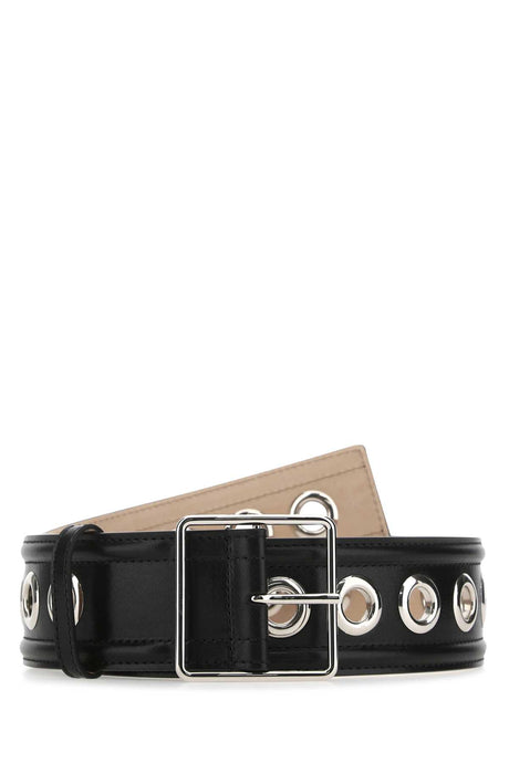 ALEXANDER MCQUEEN Elegant Black Leather Belt - 5 cm Height