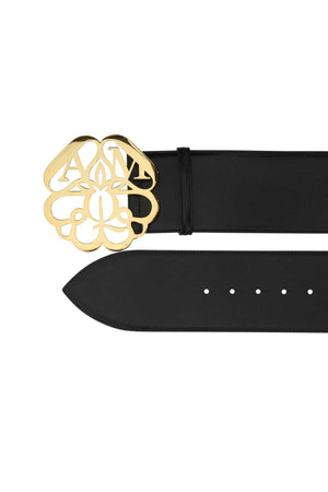 ALEXANDER MCQUEEN Elegant Black Leather Belt - 8 cm Height