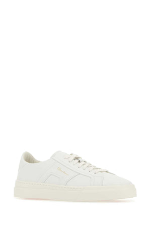 SANTONI Men's Premium White Leather Sneakers