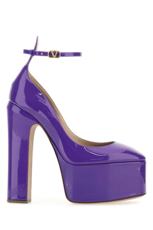 VALENTINO GARAVANI Purple Leather Tan-Go Mini Pumps with 16 cm Heel