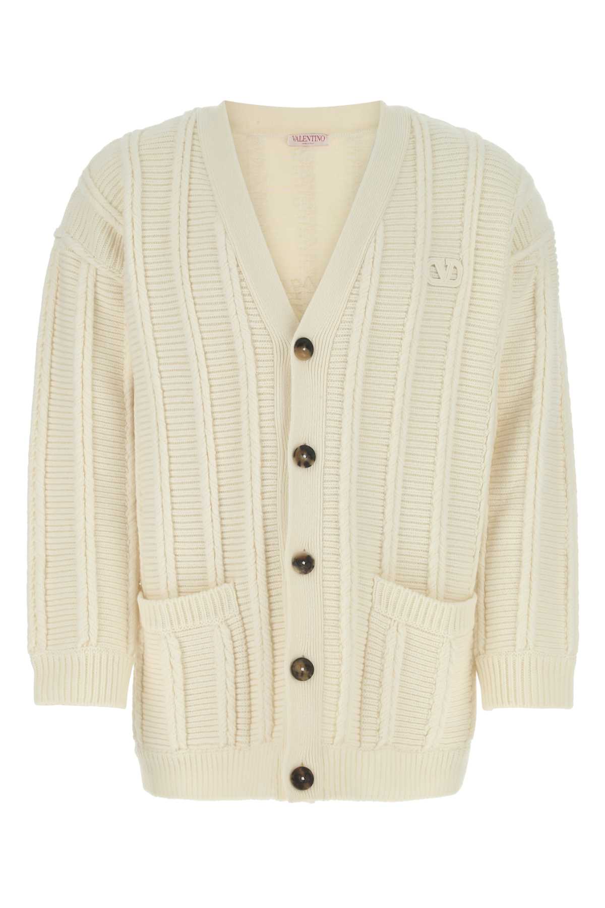 VALENTINO GARAVANI Ivory Wool Cardigan for Men