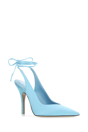 THE ATTICO Light Blue Satin Venus Pumps with 10.5 cm Heel