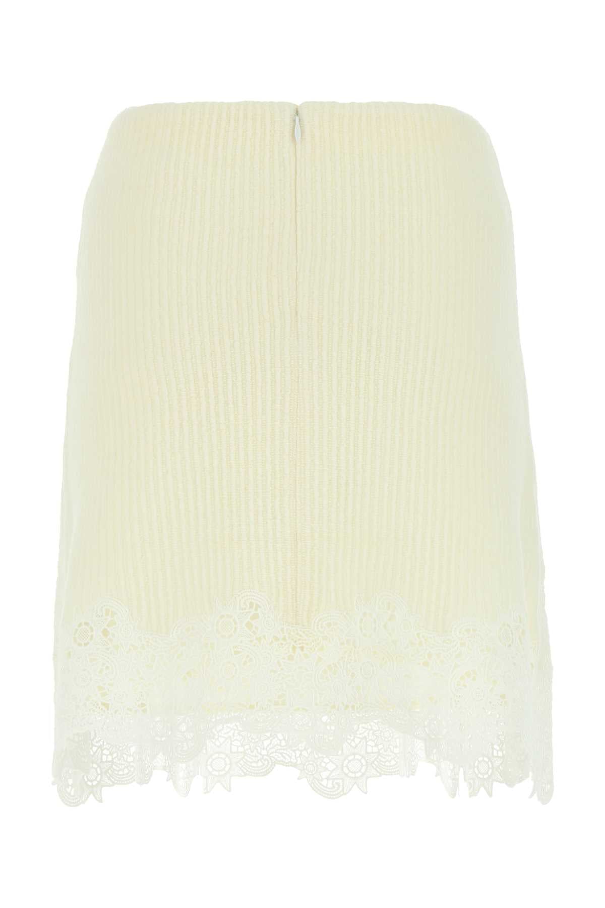 CHLOE Ivory Wool Mini Skirt for Women