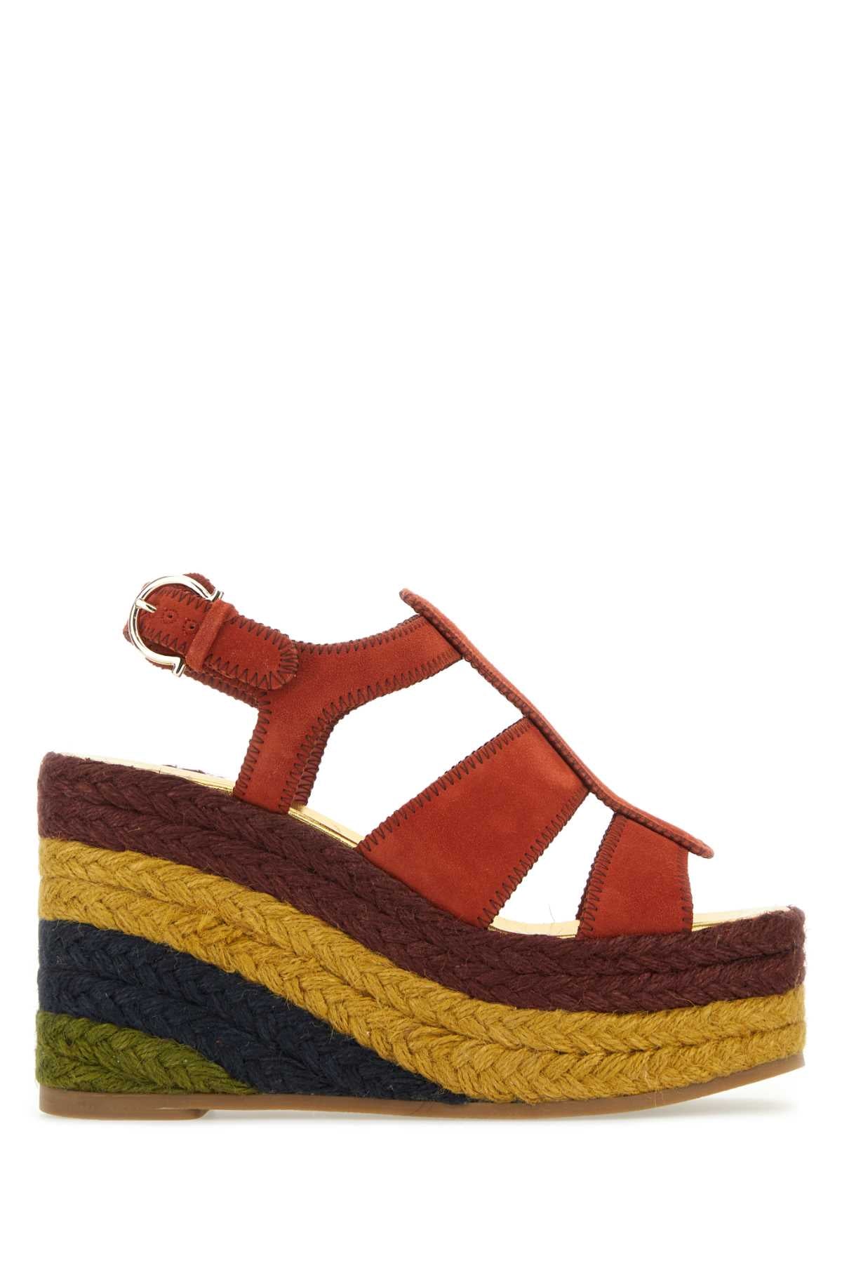 SALVATORE FERRAGAMO Classic Suede Wedge Espadrilles with 5.5cm Plateau