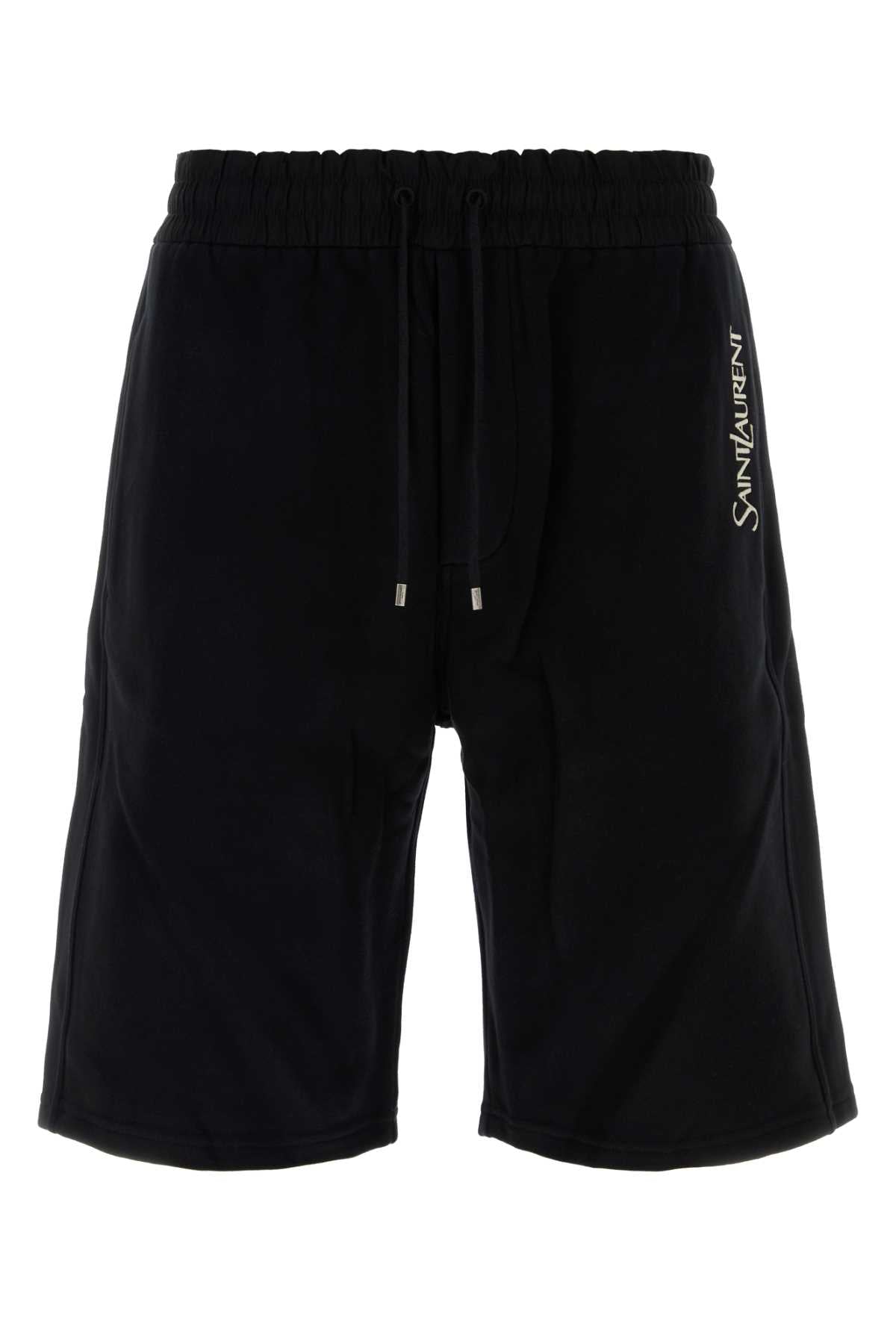 SAINT LAURENT Mini Black Cotton Swimming Shorts for Men