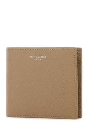 SAINT LAURENT Mini Leather Wallet - Elegant Beige - 11 cm x 9.5 cm