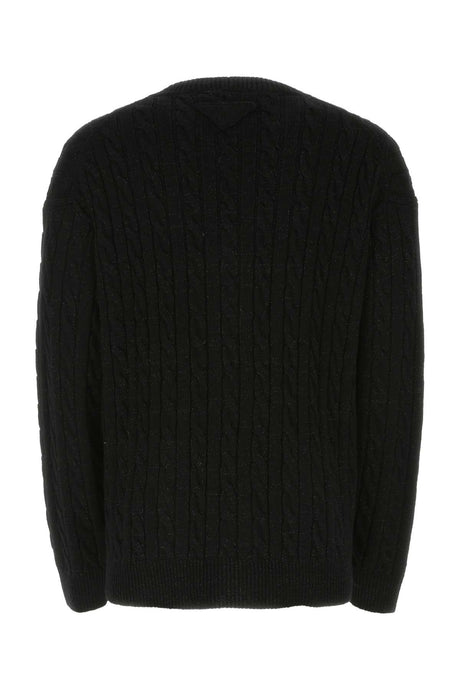 PRADA Oversize Cardigan for Men - Vintage Black Wool Blend