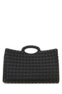 VALENTINO GARAVANI Sleek Black Rubber Shopping Handbag 40x25x17 cm