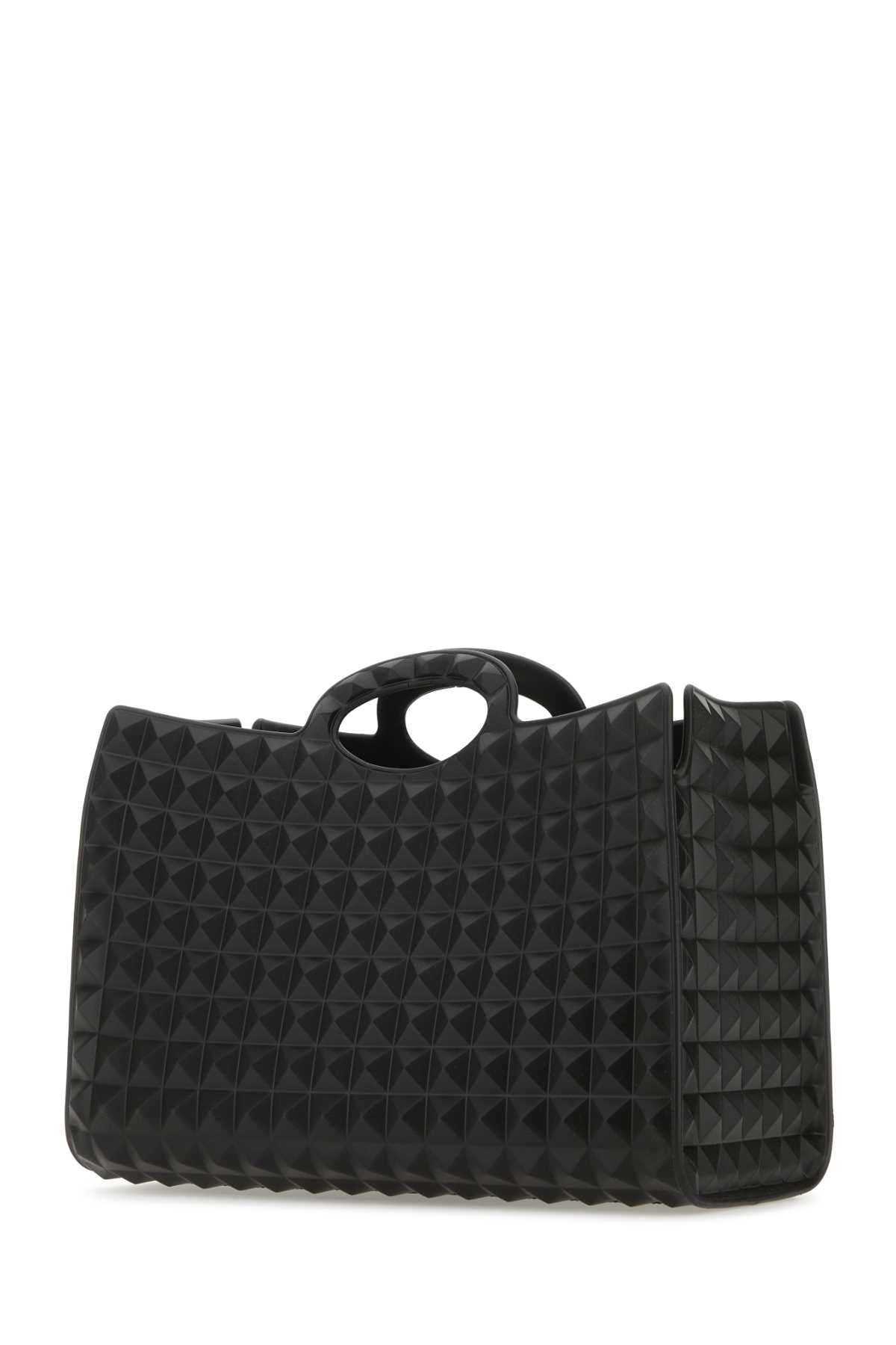 VALENTINO GARAVANI Sleek Black Rubber Shopping Handbag 40x25x17 cm