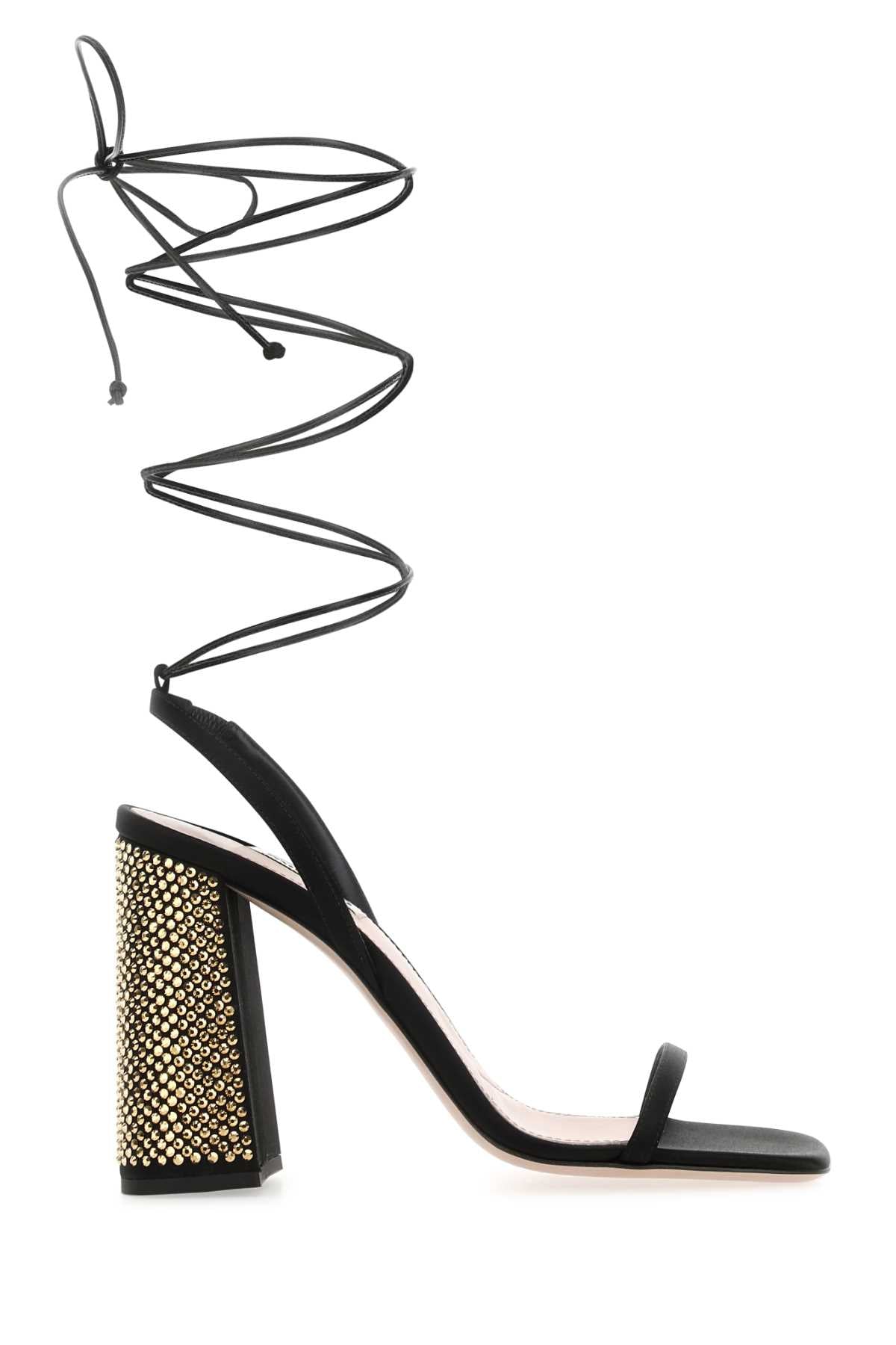 MIU MIU Chic Black Satin High Heel Sandals (12 cm)