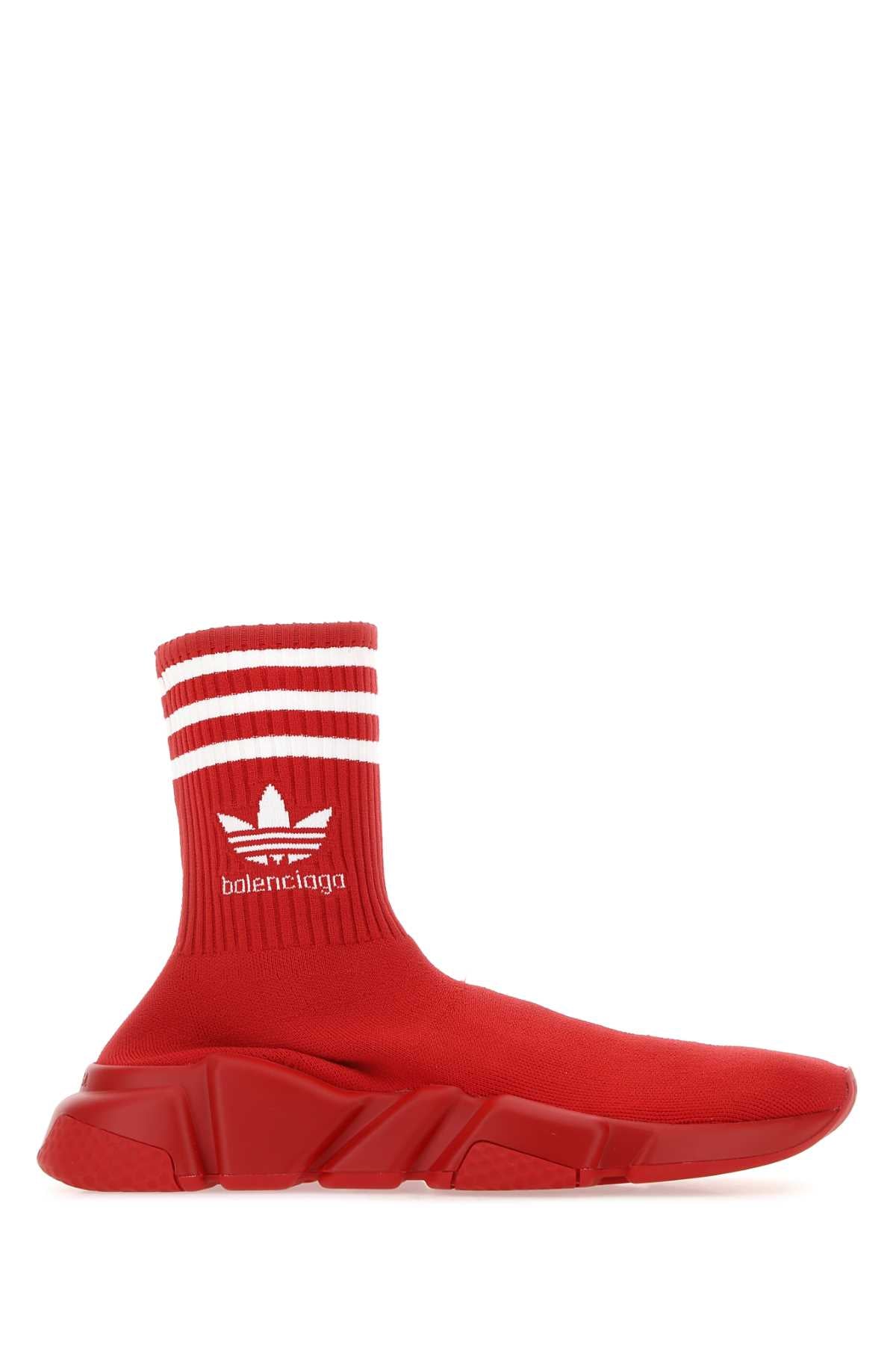 BALENCIAGA Red Tech Knit Speed Sneakers for Men