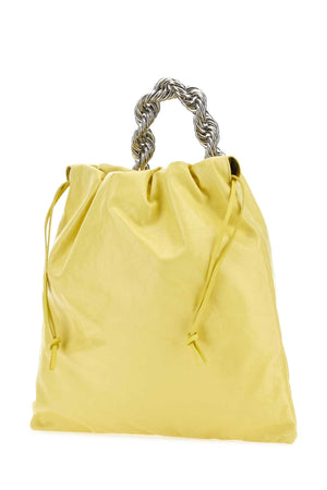 JIL SANDER Yellow Leather Bucket Handbag - 37cm x 38cm