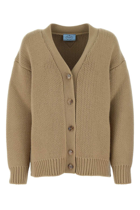 PRADA Oversized Beige Wool Blend Cardigan