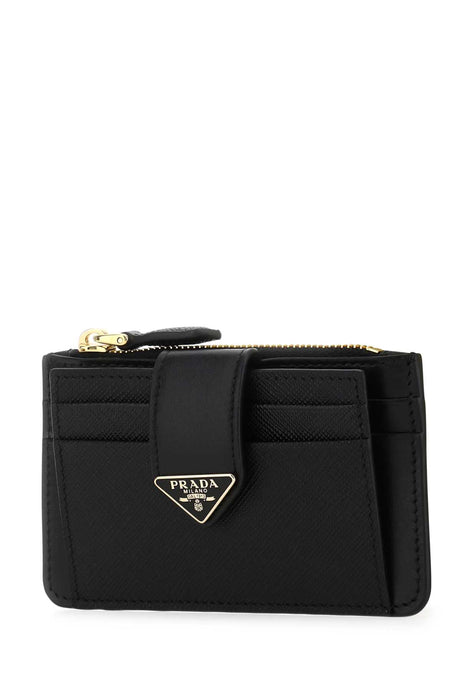 PRADA Elegant Black Leather Mini Card Holder