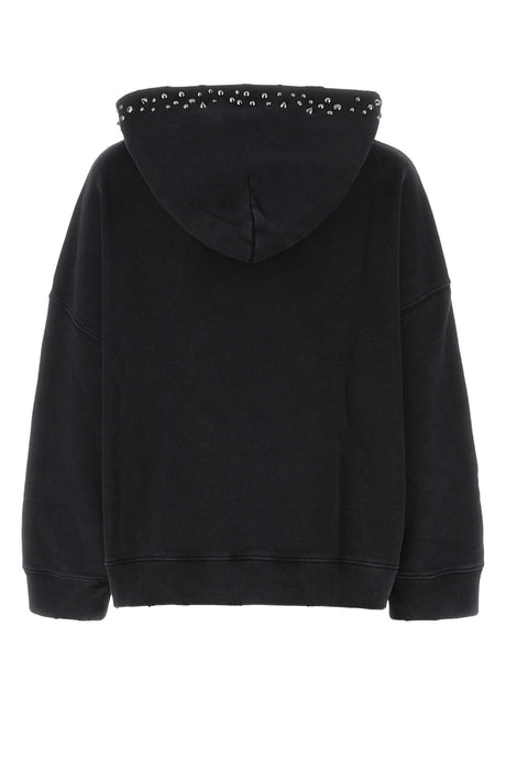 VERSACE Oversized Essentials Black Cotton Sweatshirt for Women