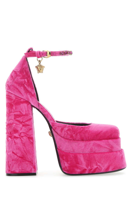 VERSACE Fuchsia Velvet Medusa Aevitas Pumps - 16 cm Heel